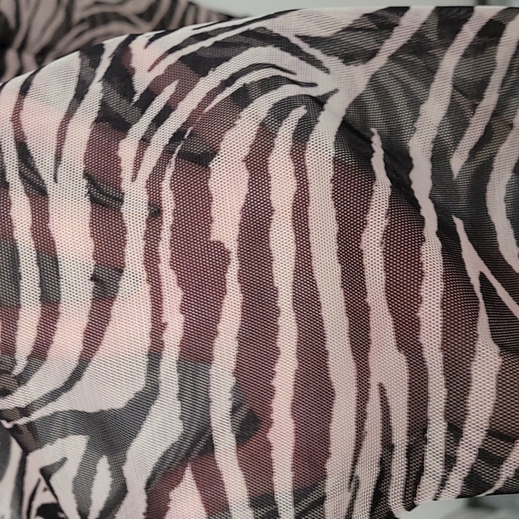 Zebra patterned bathing suit cover up sheer tie pants size M - Picture 3 of 5